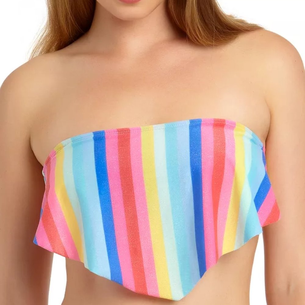 Shiny Rainbow Handkerchief Bandeau Bikini Top